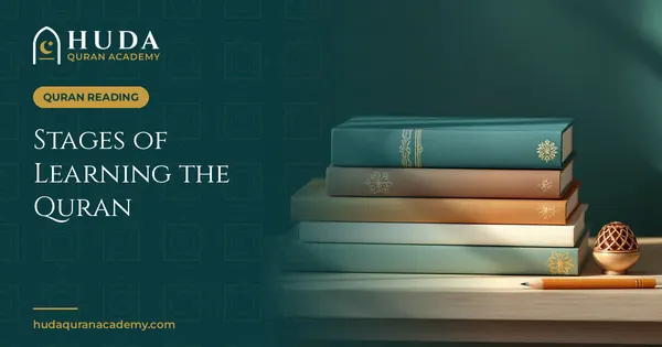Stack of closed teal, ivory and gold books on a wooden desk with a pencil